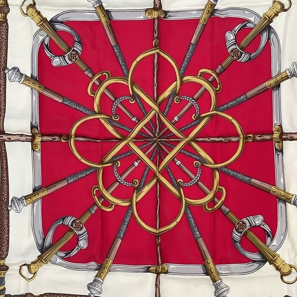 Trussardi Silk Scarf Elegant Red and Gold Scarf - Picture 4 of 17